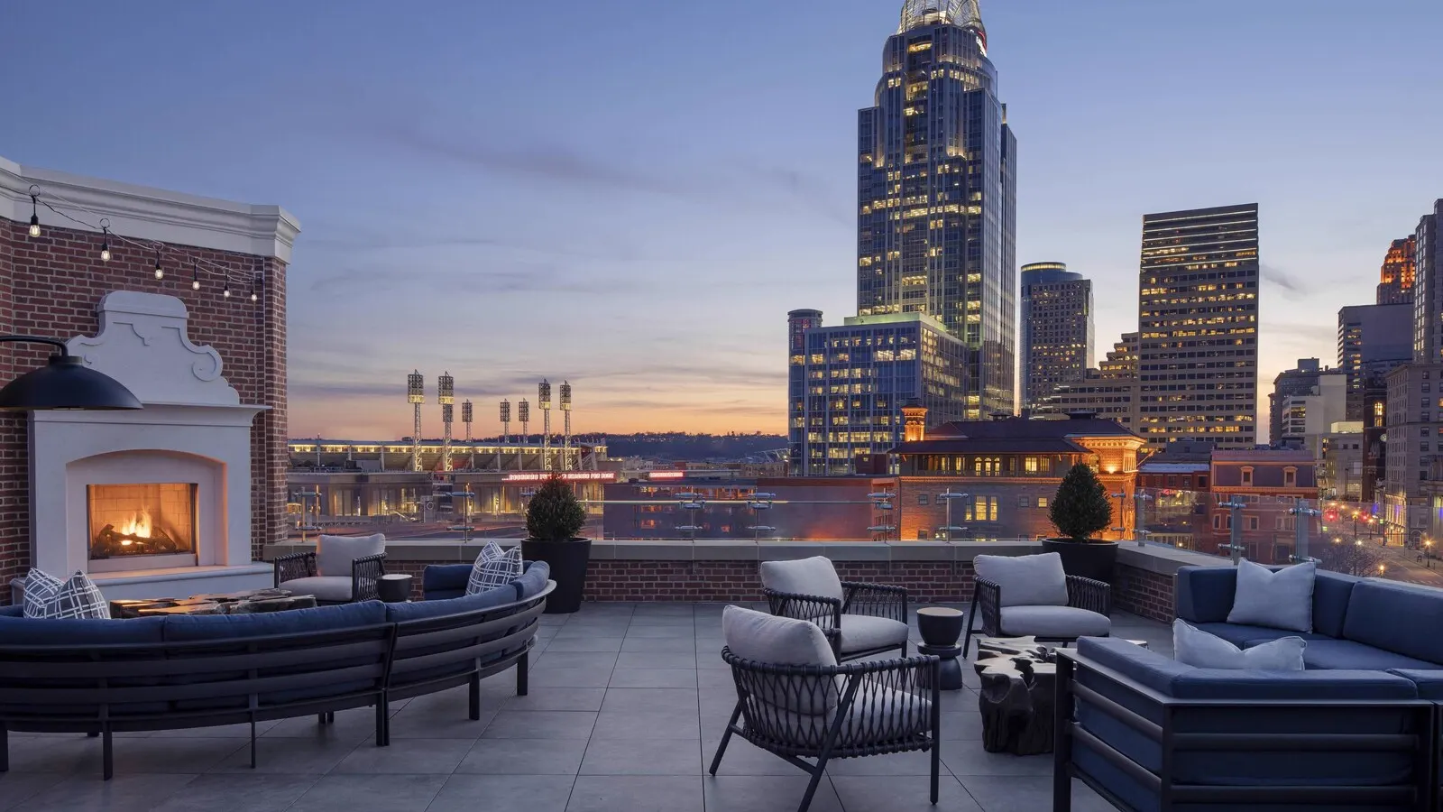 The Lytle Park Hotel rooftop fireplace