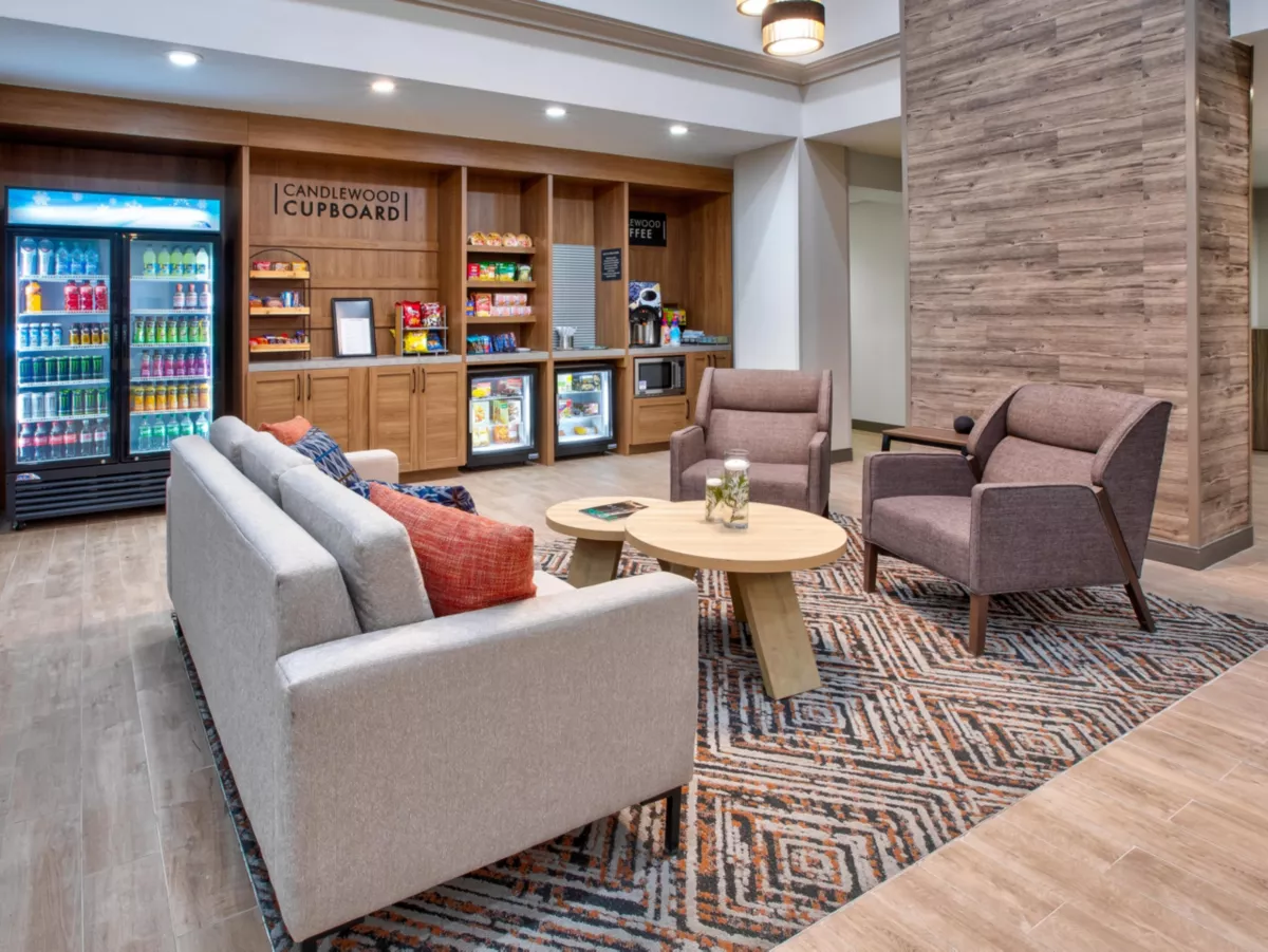 Candlewood Suites guest lounge and Cupboard
